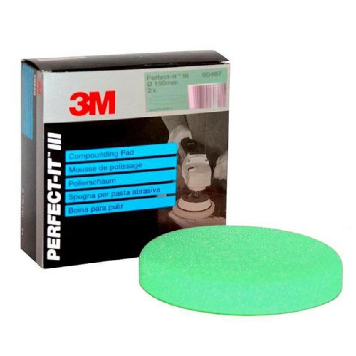 3M Perfect-It III Compounding Pad Green, poleerimiskäsn, roheline, 150mm