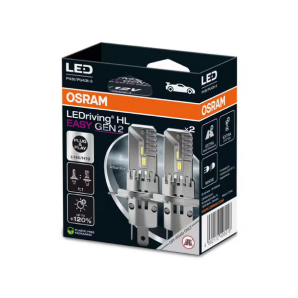 OSRAM autopirnid LEDriving HL EASY GEN2 H4/H19, 2 tk