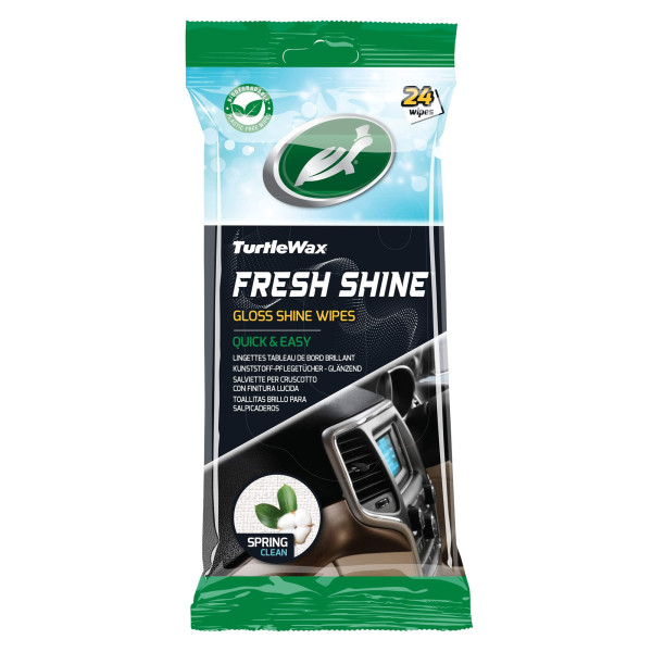 TURTLE WAX Fresh shine gloss wipes, läikivad salongi plastist salvrätikud, 24 tk
