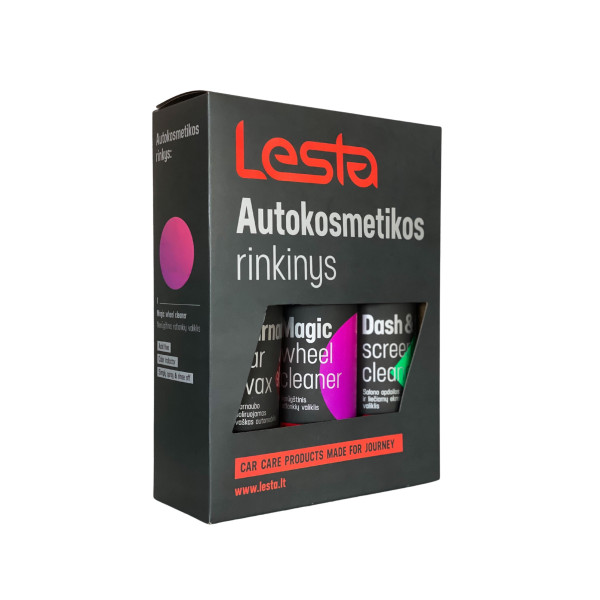 LESTA Kit: Wheel Cleaner +  Dash&Tech Cleaner + Carnauba Wax, komplekt: veljepuhastusvahend + liistude puhastusvahend + vaha