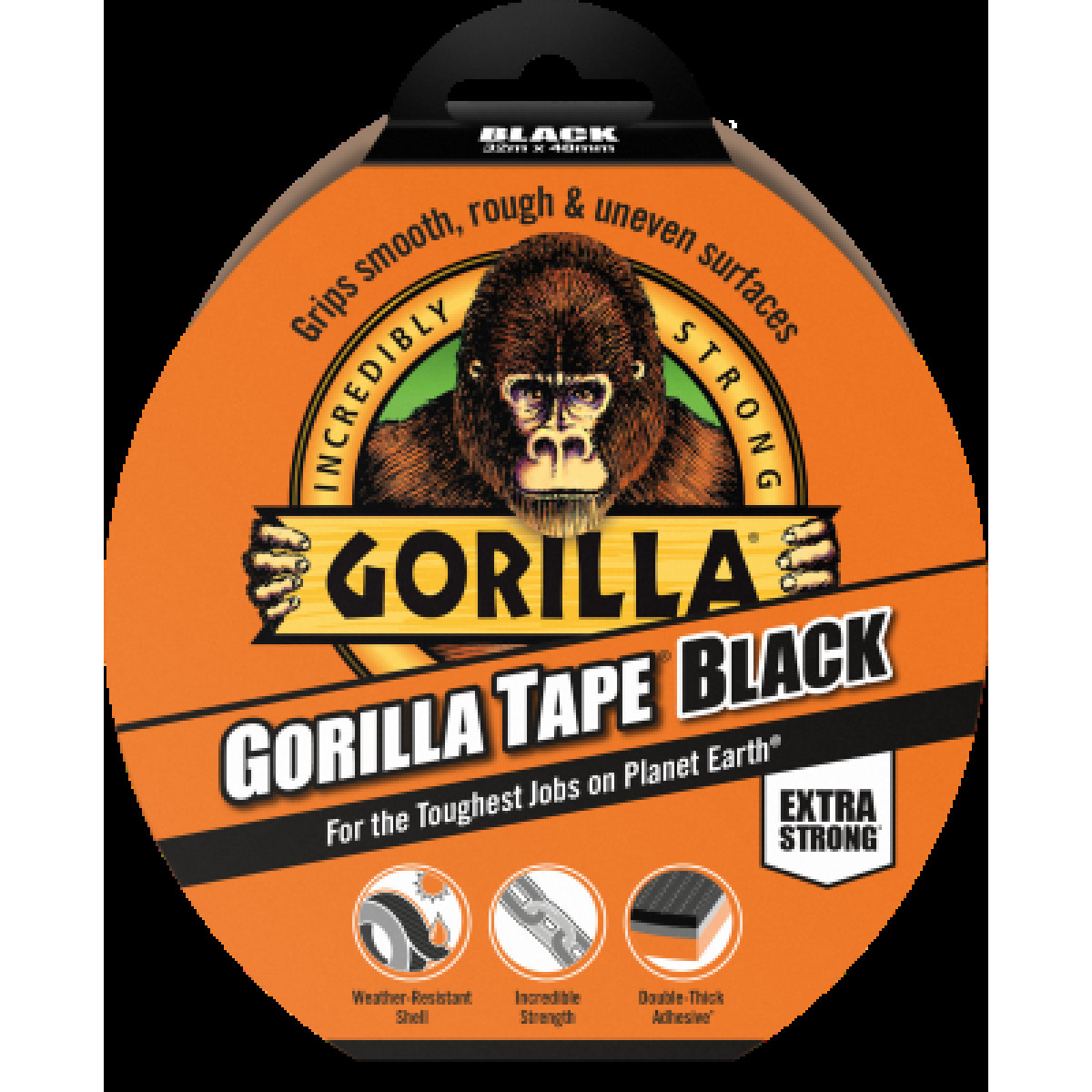 Gorilla Tape Black, teip, must, 32mx48mm