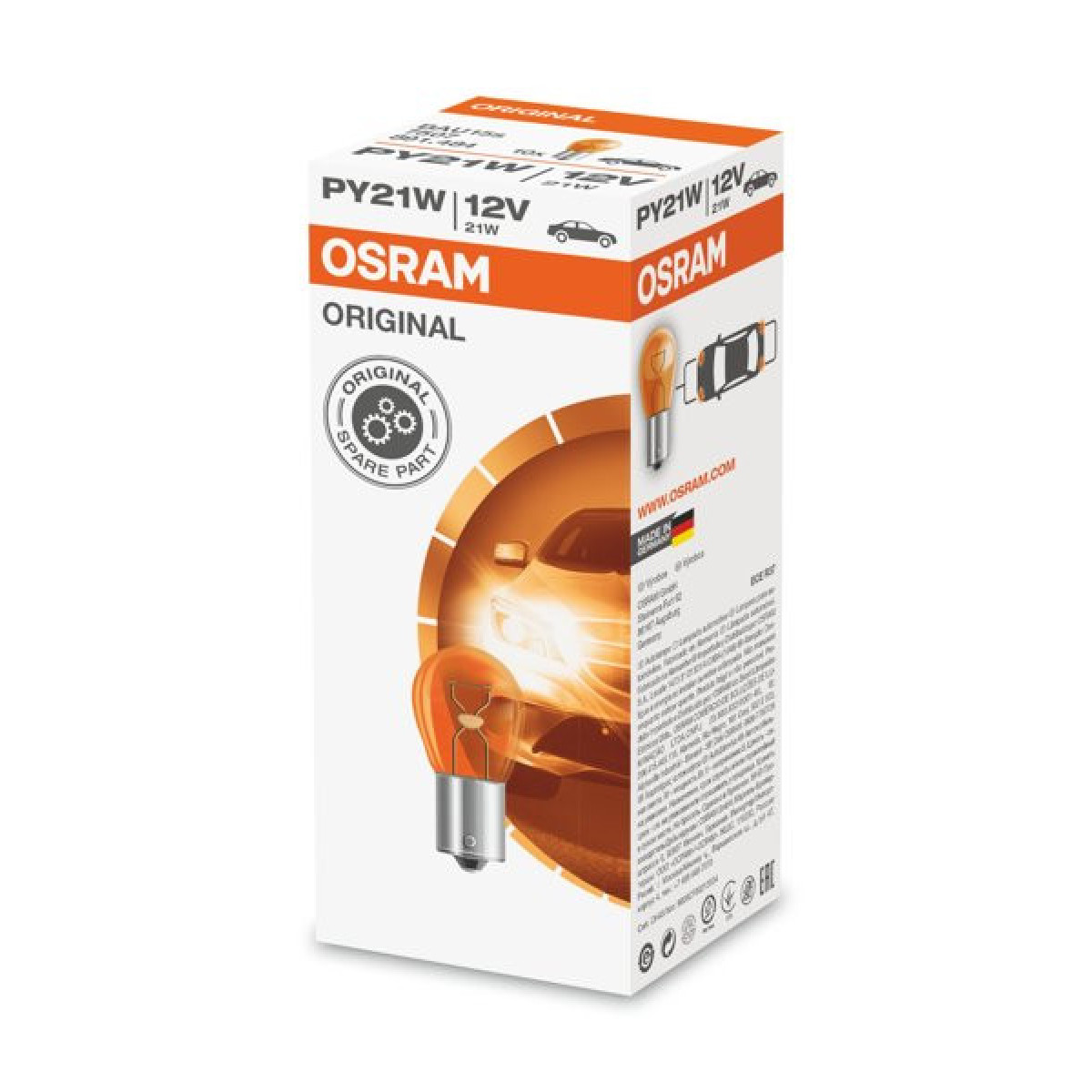 OSRAM autopirn 21W 12V BAU15S (kollane), 1 tk.