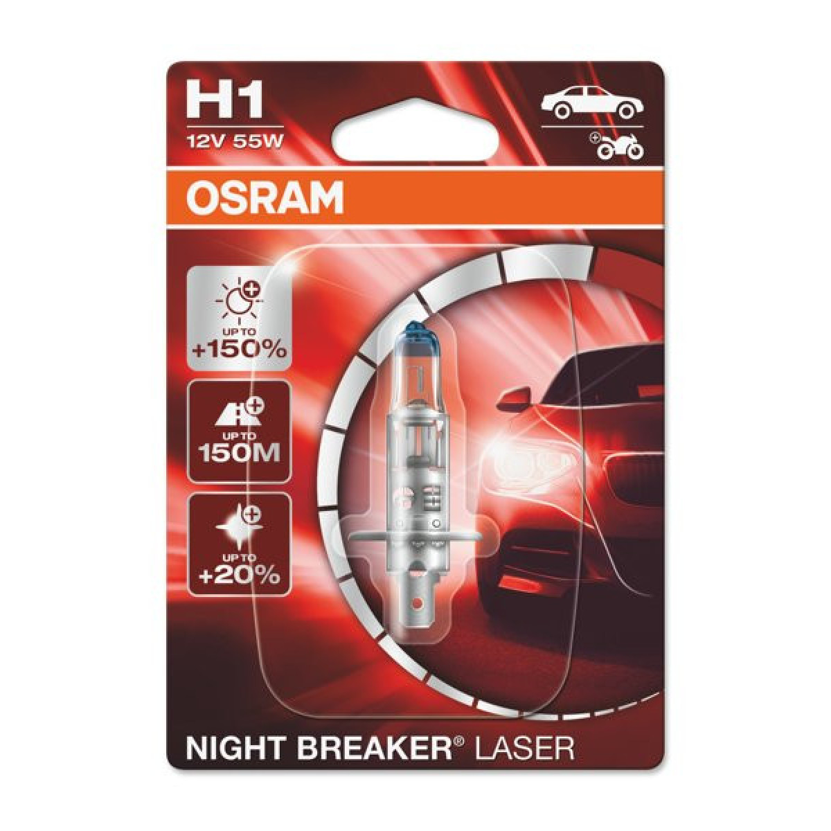 OSRAM autopirn NIGHT BREAKER LASER +150% H1 55W 12V P14.5S, 1 tk