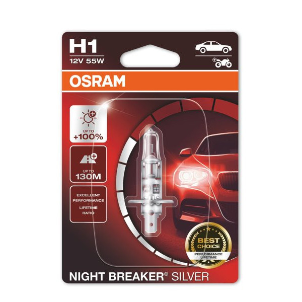 OSRAM autopirn NIGHT BREAKER SILVER +100% H1 55W 12V P14.5S, 1 tk