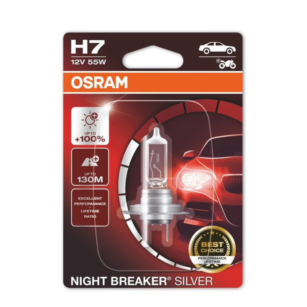 OSRAM autopirn NIGHT BREAKER SILVER +100% H7 55W 12V PX26D, 1tk