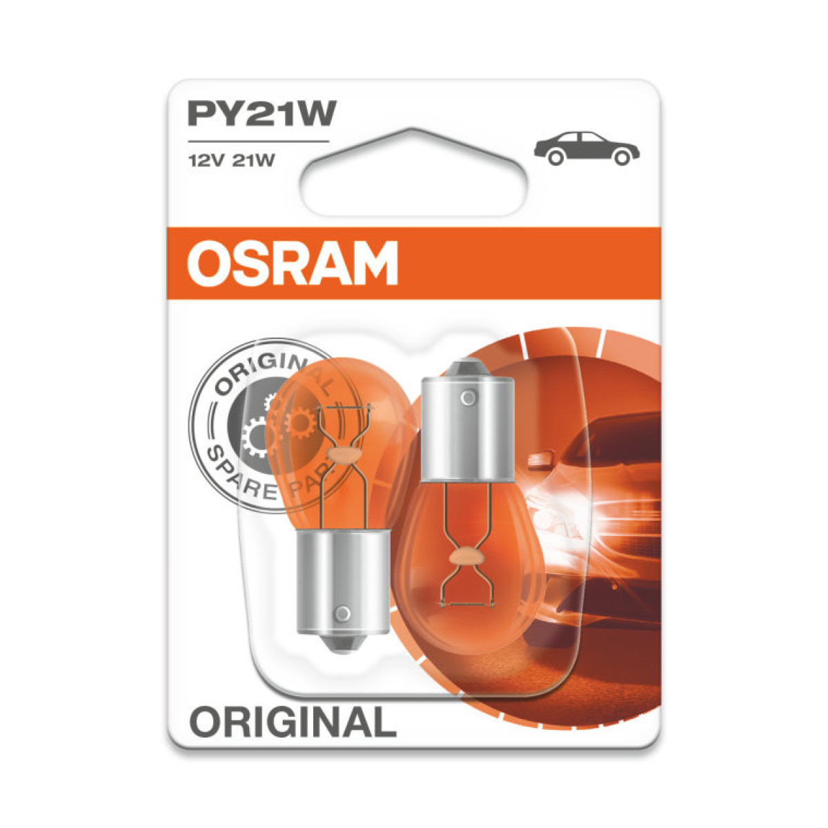 OSRAM autopirnid 21W 12V BAU15S (kollased), 2 tk