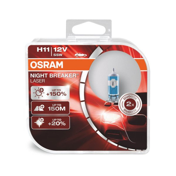 OSRAM autopirnid NIGHT BREAKER LASER +150% H11 55W 12V PGJ19-2, 2 tk