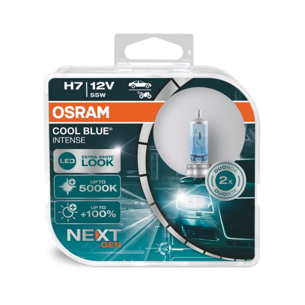 OSRAM autopirnid COOL BLUE INTENSE H7 NEXT GEN 5000K 55W 12V PX26D, 2 tk