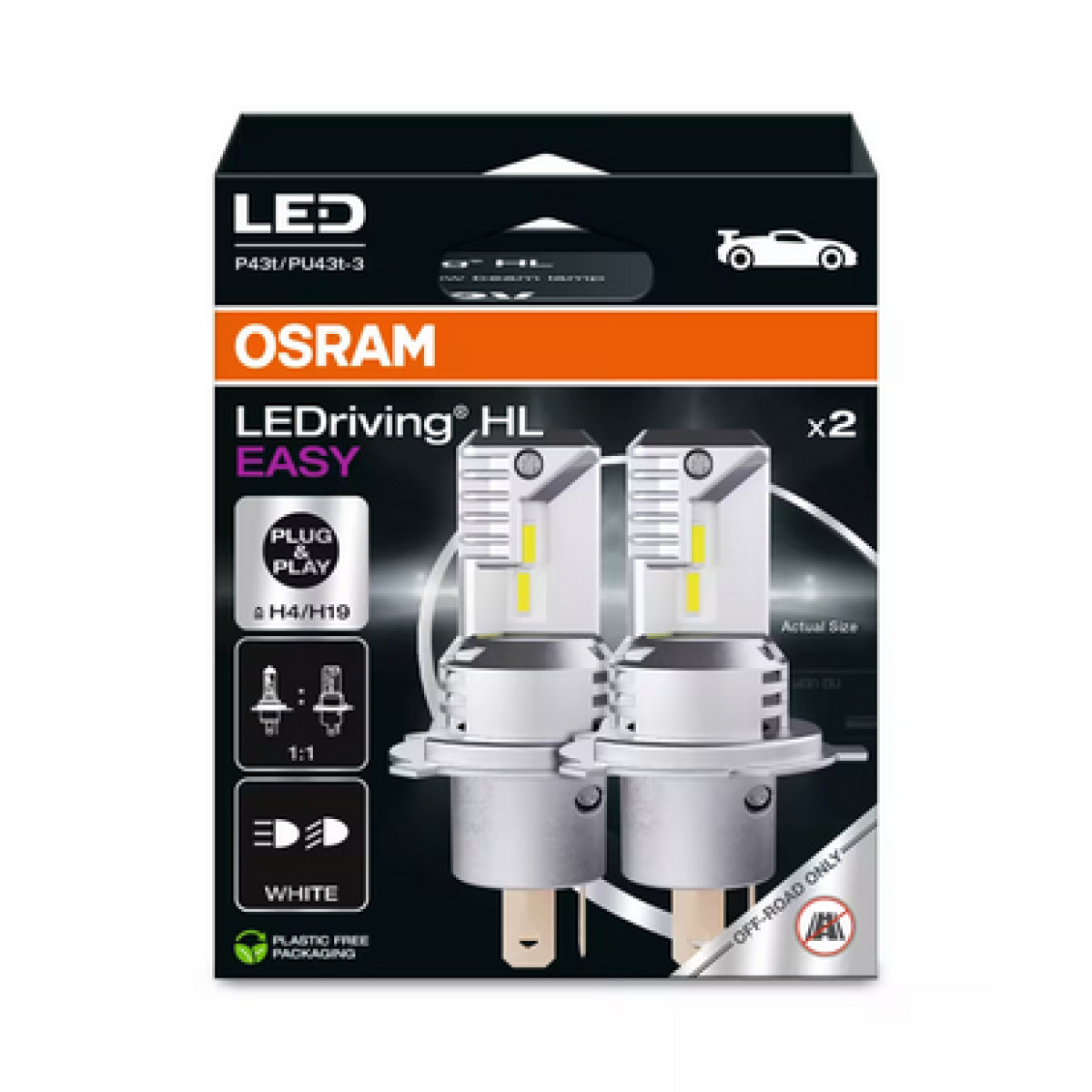 OSRAM LED autopirnid H4/H19 12V 1400/1150lm(HB/LB) 6000K, 2 tk.