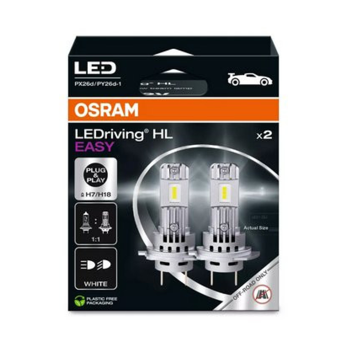 OSRAM LEDriving HL EASY GEN2 H7/H18, autopirnid, 12V 16W 6500K 1400lm, 2 tk