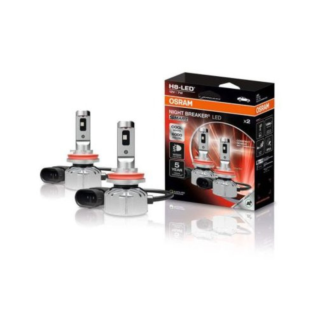 OSRAM autopirnid NIGHT BREAKER LED H8 Street Legal Smart 7W 6000K, 2 tk