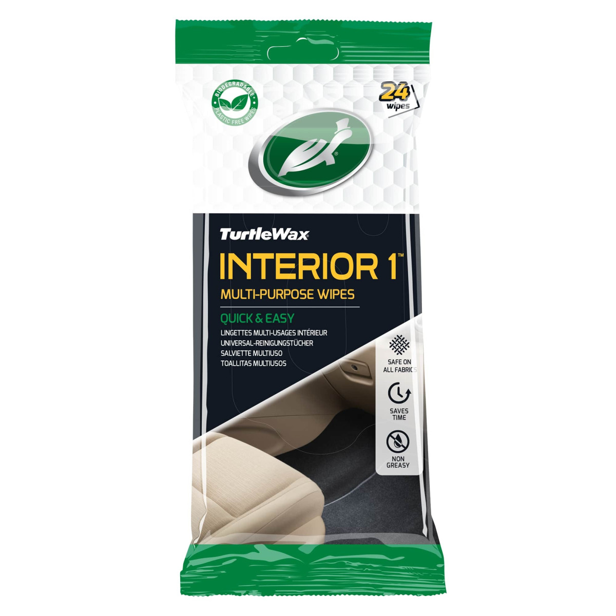 TURTLE WAX Interior1 wipes, universaalsed salongi salvrätikud, 24 tk TURTLE WAX Interior1 wipes, universaalsed salongi salvrätikud, 24 tk