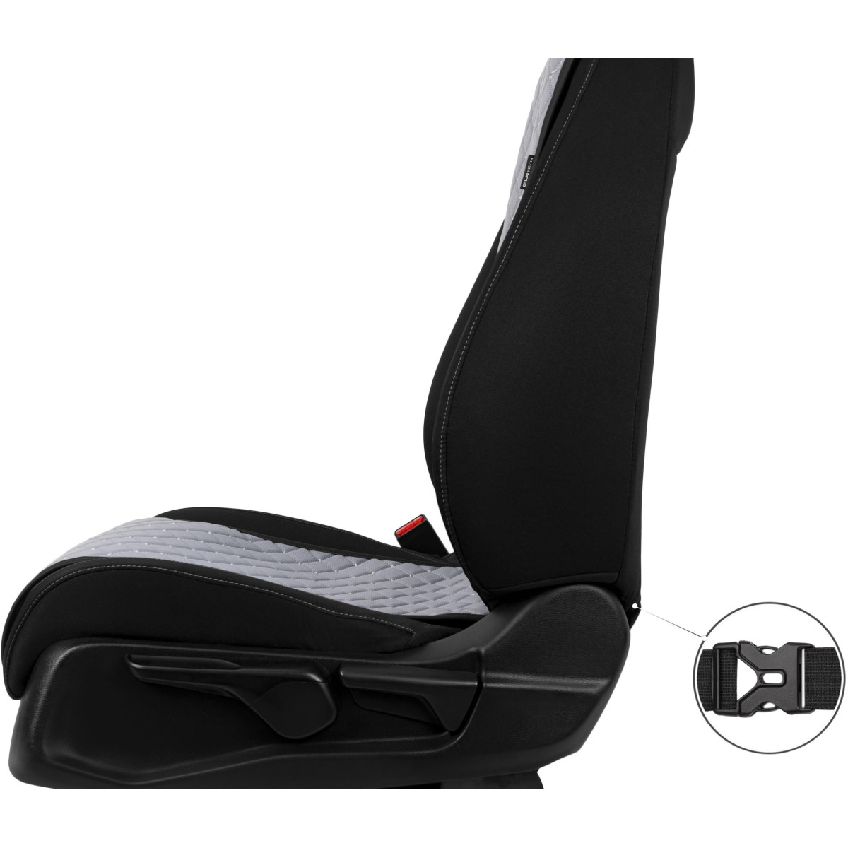 EVAtech ECO Basic istmekate, 1 tk - hall / mustad servad / hallid õmblused EVAtech ECO Basic istmekate, 1 tk - hall / mustad servad / hallid õmblused