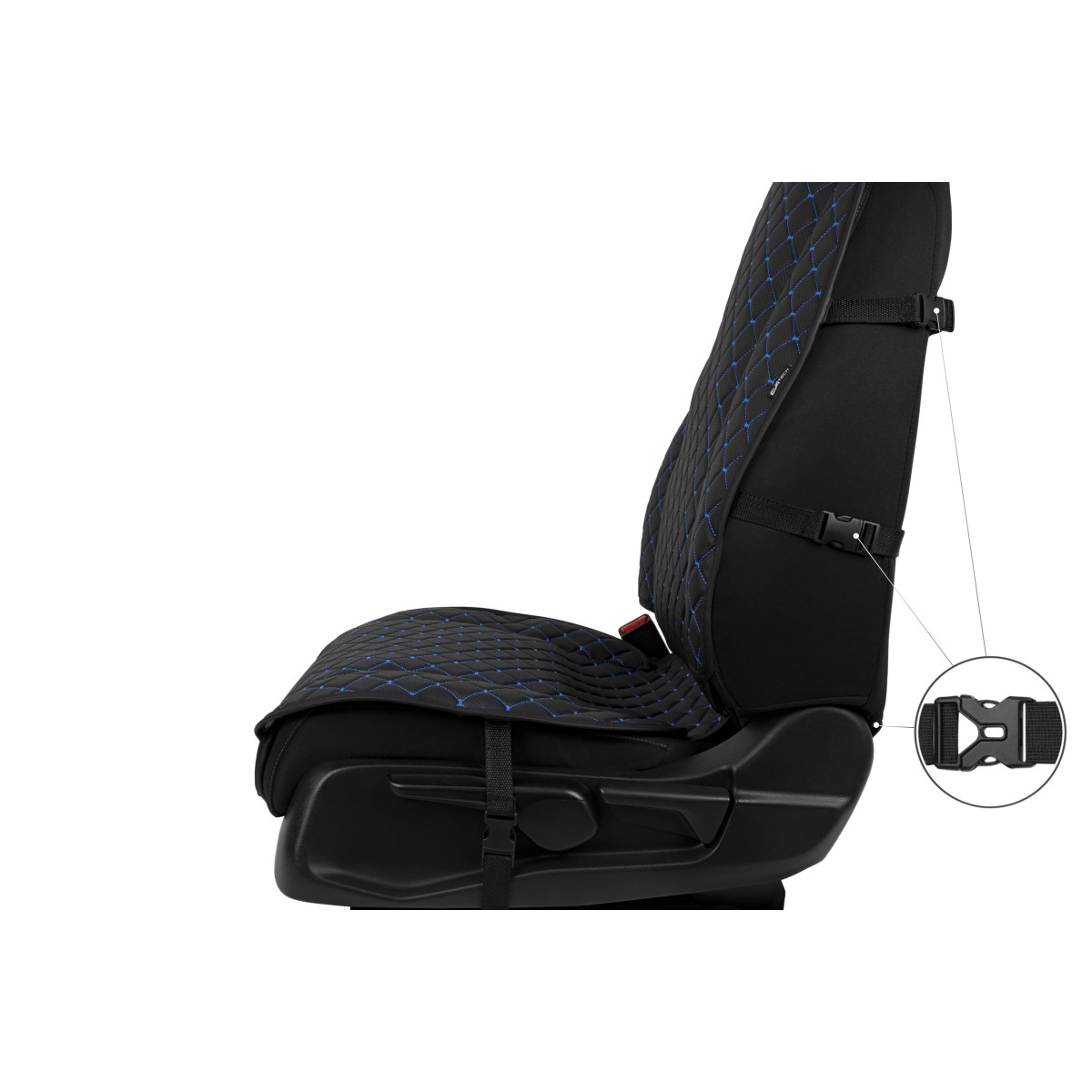 EVAtech ECO Max istmekate, 1 tk - must / mustad servad / sinised õmblused EVAtech ECO Max istmekate, 1 tk - must / mustad servad / sinised õmblused