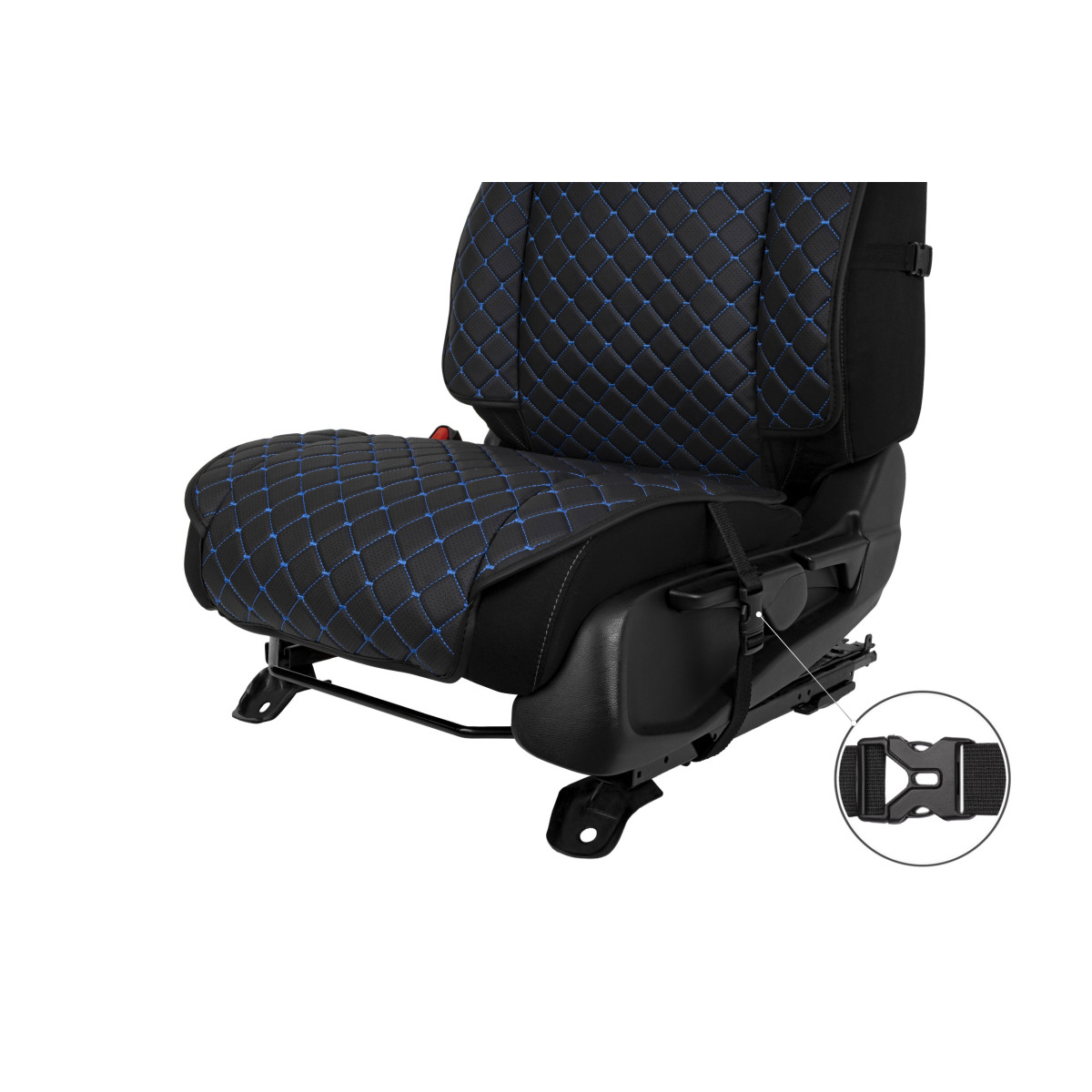 EVAtech ECO Max istmekatted, 3 tk - must / mustad servad / sinised õmblused EVAtech ECO Max istmekatted, 3 tk - must / mustad servad / sinised õmblused