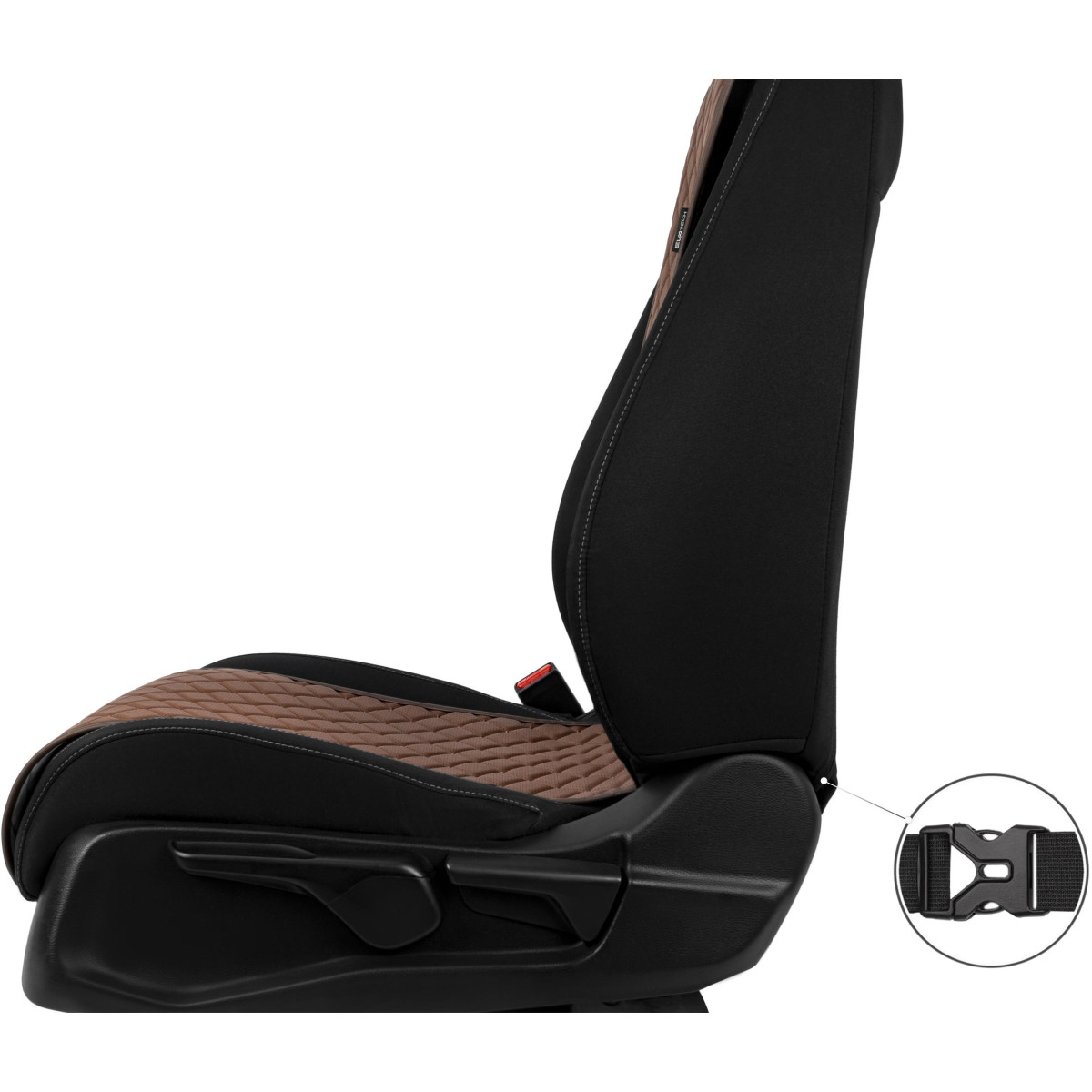 EVAtech ECO Basic istmekatted, 2 tk - pruun / pruunid servad / pruunid õmblused EVAtech ECO Basic istmekatted, 2 tk - pruun / pruunid servad / pruunid õmblused