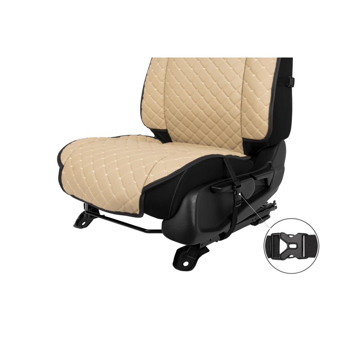 EVAtech ECO Max istmekatted, 2 tk - beež / mustad servad / beežid õmblused EVAtech ECO Max istmekatted, 2 tk - beež / mustad servad / beežid õmblused