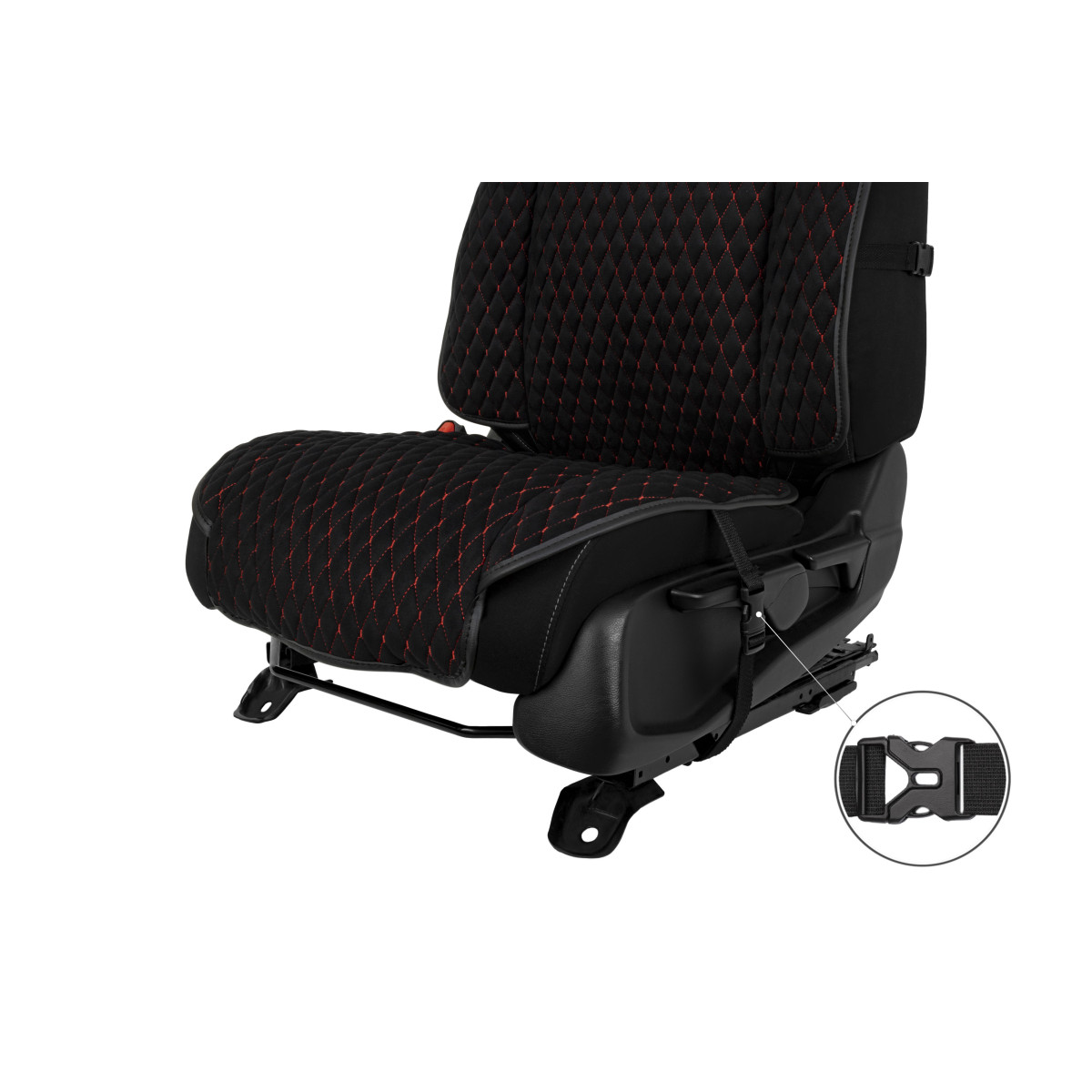 EVAtech Max istmekatted, 2 tk - must / mustad servad / punased õmblused EVAtech Max istmekatted, 2 tk - must / mustad servad / punased õmblused