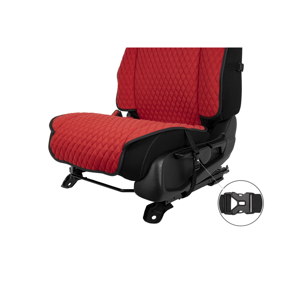 EVAtech Max istmekatted, 2 tk - punane / mustad servad / punased õmblused EVAtech Max istmekatted, 2 tk - punane / mustad servad / punased õmblused