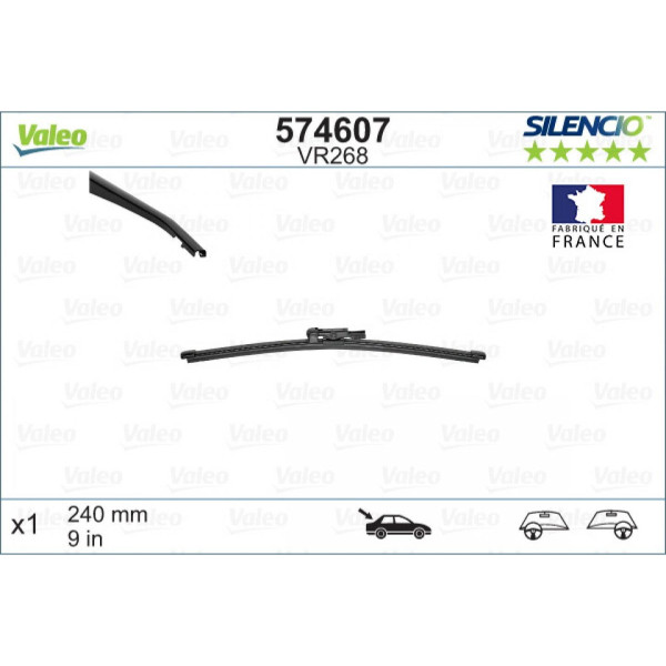 Tagumine klaasipuhasti Valeo Silencio Rear VR268, 240 mm
