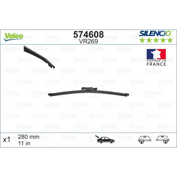 Tagumine klaasipuhasti Valeo Silencio Rear VR269, 280 mm