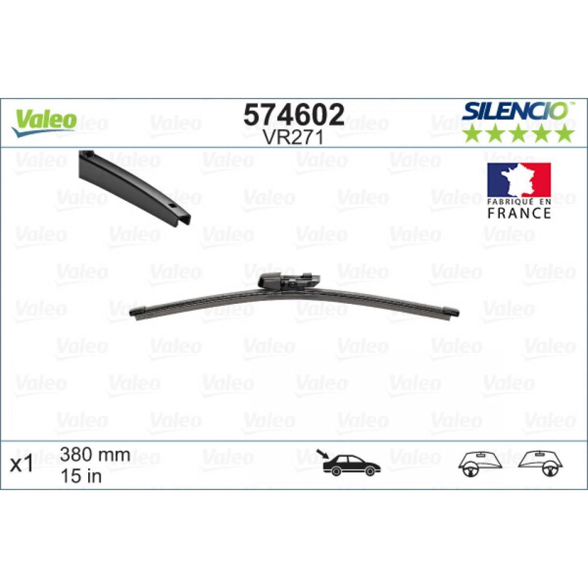Tagumine klaasipuhasti Valeo Silencio Rear VR271, 380 mm Tagumine klaasipuhasti Valeo Silencio Rear VR271, 380 mm