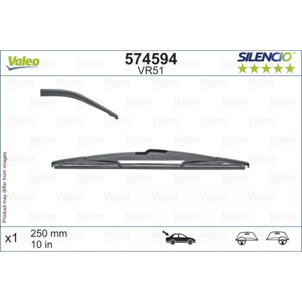 Tagumine klaasipuhasti Valeo Silencio Rear VR51, 250 mm