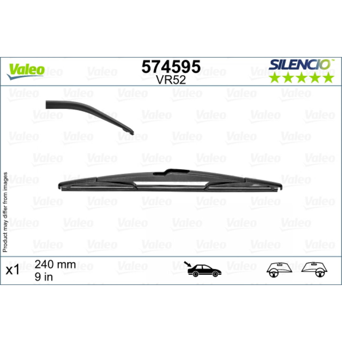Tagumine klaasipuhasti Valeo Silencio Rear VR52, 240 mm Tagumine klaasipuhasti Valeo Silencio Rear VR52, 240 mm