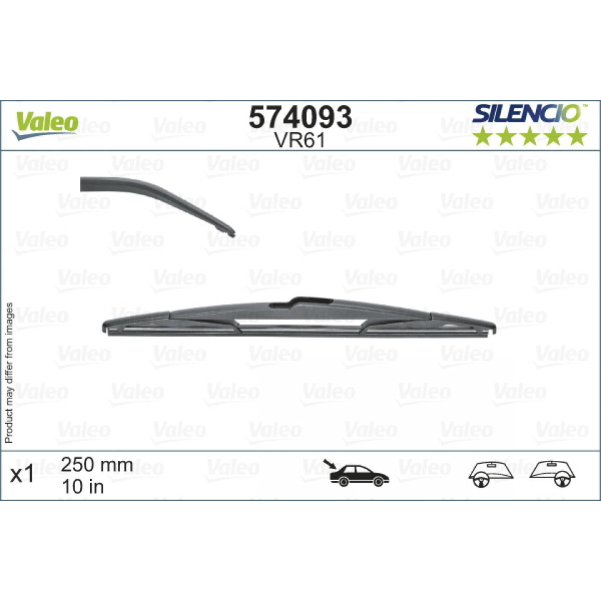 Tagumine klaasipuhasti Valeo Silencio Rear VR61, 250 mm Tagumine klaasipuhasti Valeo Silencio Rear VR61, 250 mm