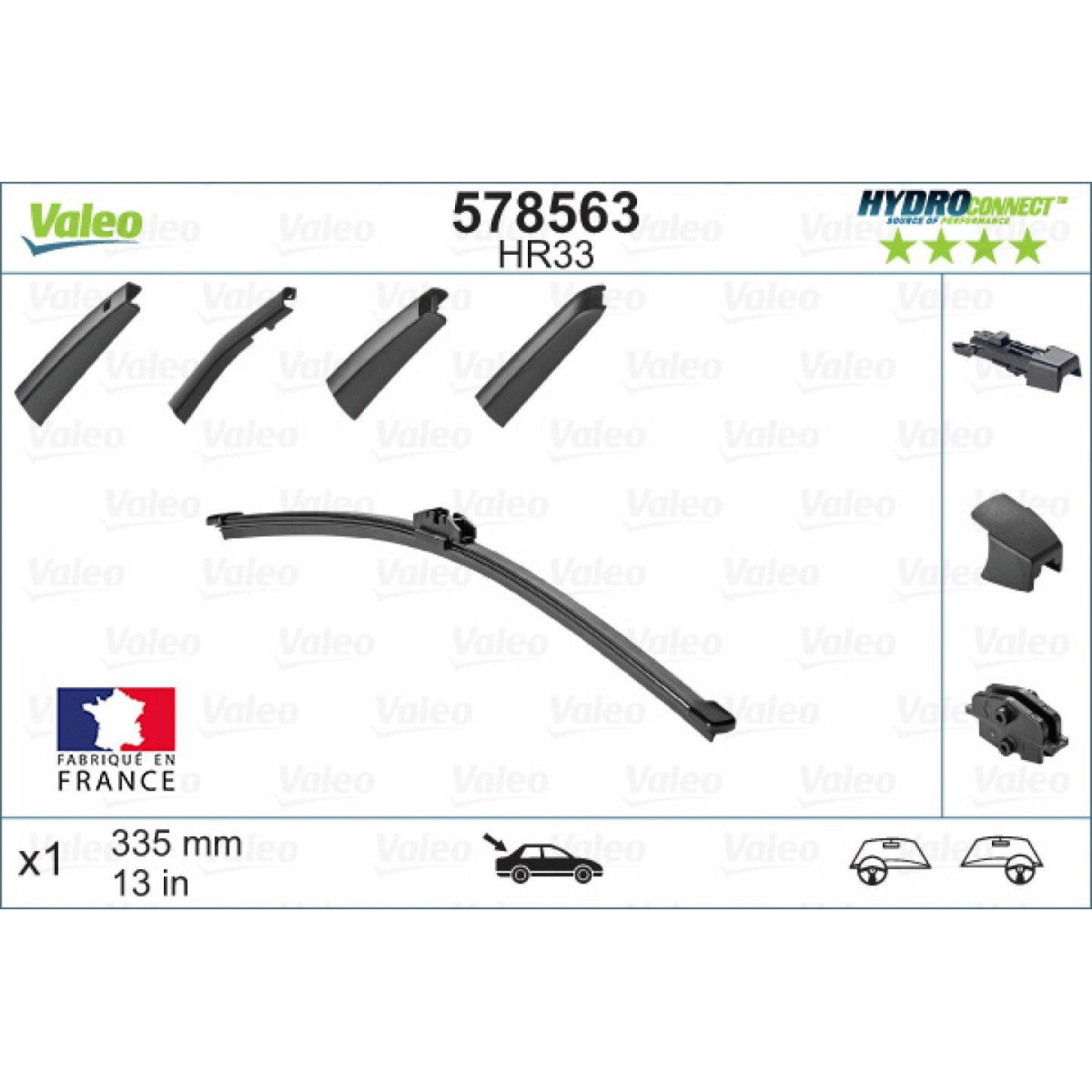 Tagumine klaasipuhasti Valeo HydroConnect HR33, 335 mm Tagumine klaasipuhasti Valeo HydroConnect HR33, 335 mm