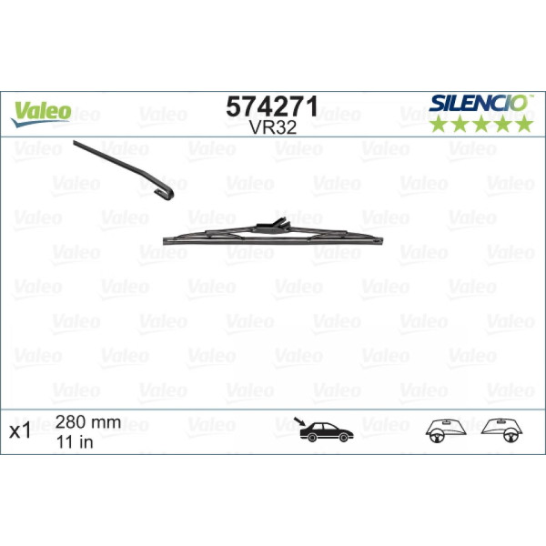 Tagumine klaasipuhasti Valeo Silencio Performance VR32, 280 mm