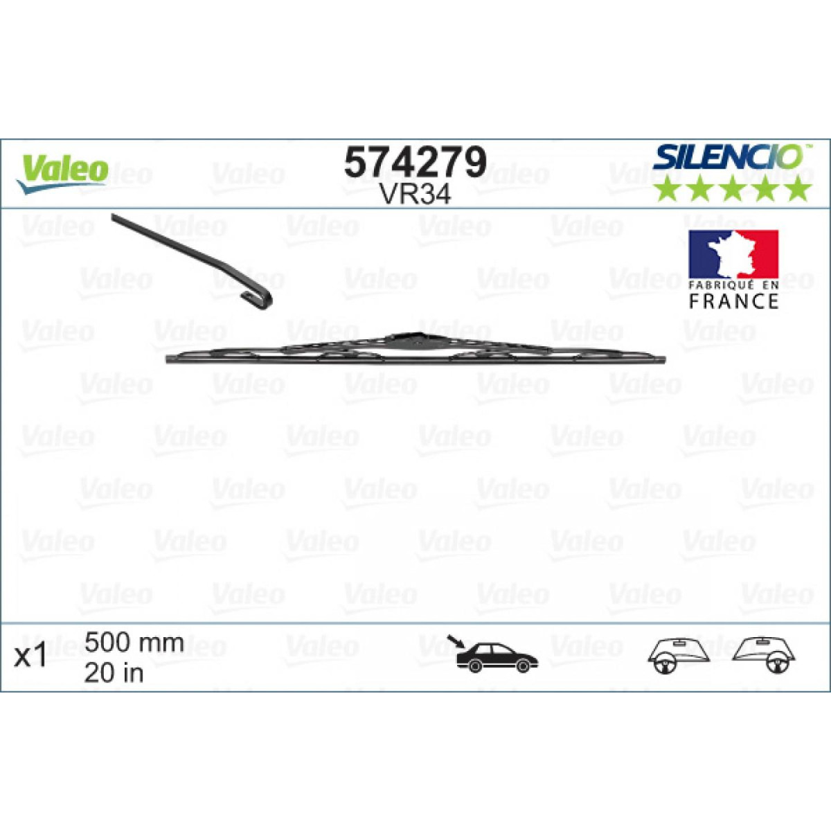 Tagumine klaasipuhasti Valeo Silencio Performance VR34, 500 mm Tagumine klaasipuhasti Valeo Silencio Performance VR34, 500 mm