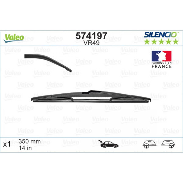 Tagumine klaasipuhasti Valeo Silencio Performance VR49, 350 mm