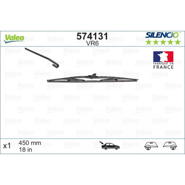 Tagumine klaasipuhasti Valeo Silencio Performance VR6, 450 mm