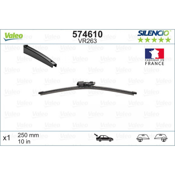 Tagumine klaasipuhasti Valeo Silencio Rear VR263, 250 mm