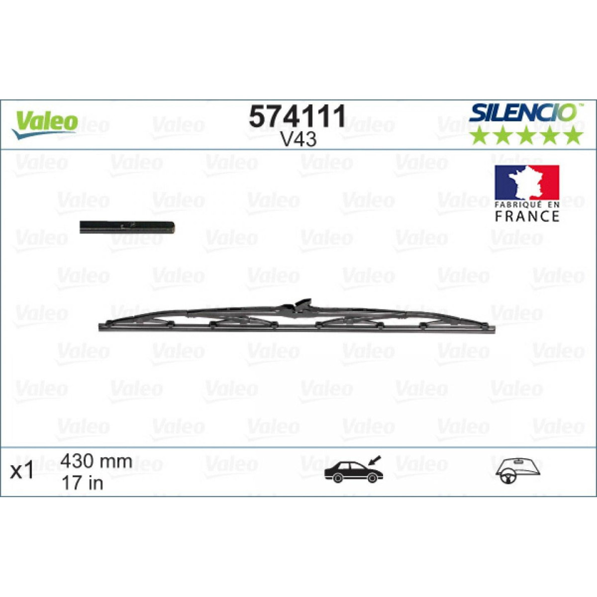 Klaasipuhasti Valeo Silencio Standart V43, 430 mm Klaasipuhasti Valeo Silencio Standart V43, 430 mm