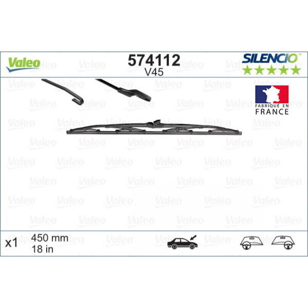 Klaasipuhasti Valeo Silencio Standart V45, 450 mm