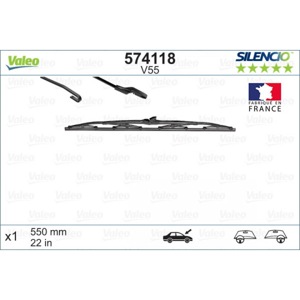 Klaasipuhasti Valeo Silencio Standart V55, 550 mm