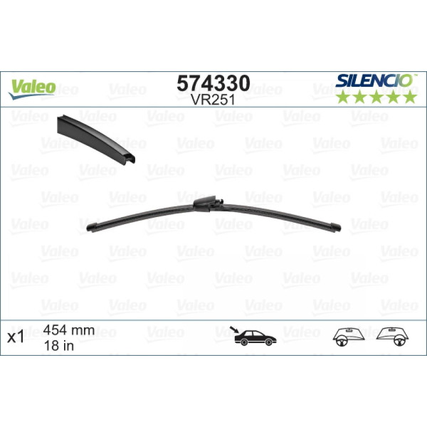 Tagumine klaasipuhasti Valeo Silencio X.TRM OE VR251, 454 mm