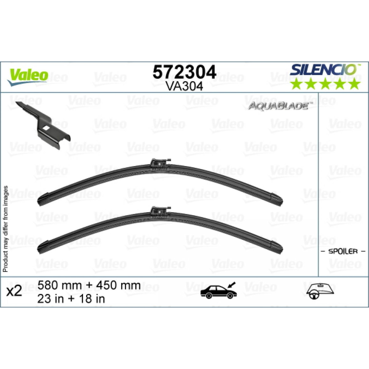 Puhastite komplekt Valeo Aquablade VA304, 580/450 mm Puhastite komplekt Valeo Aquablade VA304, 580/450 mm