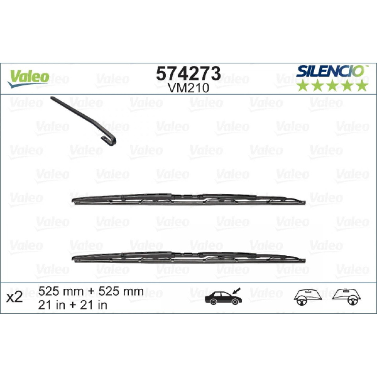 Puhastite komplekt Valeo Silencio Performance X2 VM210, 525/525 mm Puhastite komplekt Valeo Silencio Performance X2 VM210, 525/525 mm