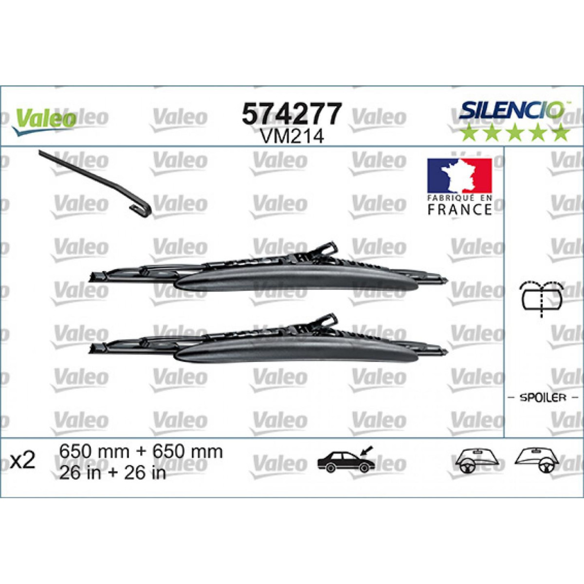 Puhastite komplekt Valeo Silencio Performance X2 VM214, 650/650 mm Puhastite komplekt Valeo Silencio Performance X2 VM214, 650/650 mm