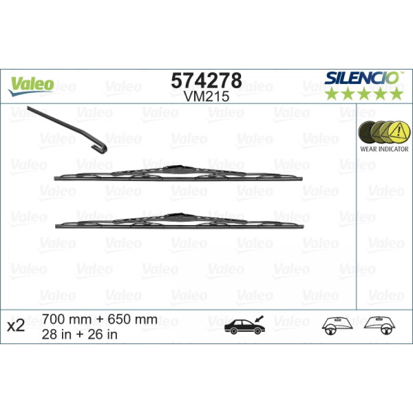Puhastite komplekt Valeo Silencio Performance X2 VM215, 700/650 mm