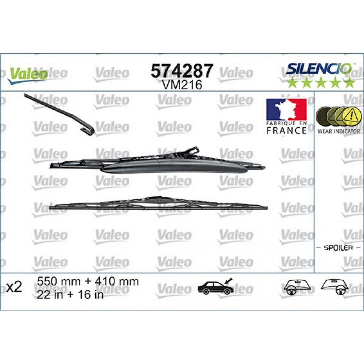 Puhastite komplekt Valeo Silencio Performance X2 VM216, 550/410 mm Puhastite komplekt Valeo Silencio Performance X2 VM216, 550/410 mm