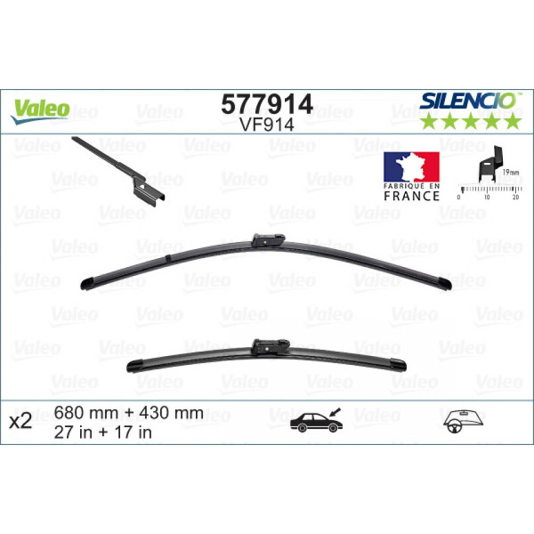 Puhastite komplekt Valeo Silencio VF914, 680/425 mm