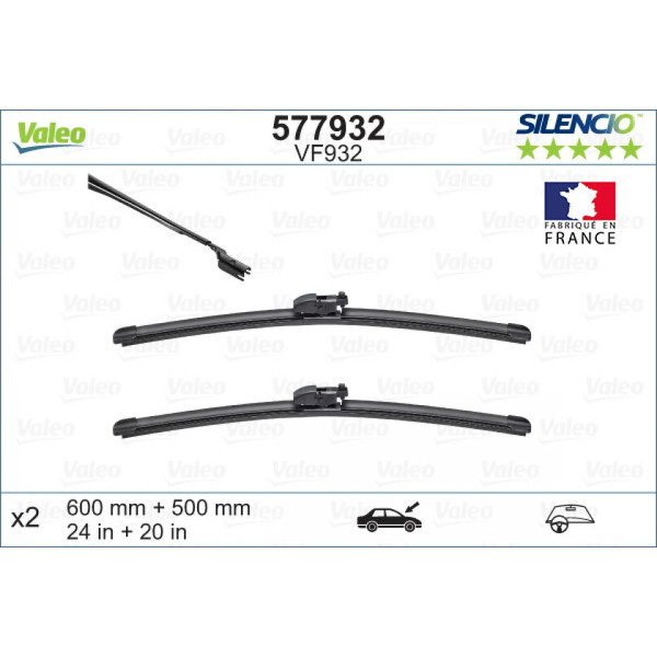 Puhastite komplekt Valeo Silencio VF932, 600/500 mm