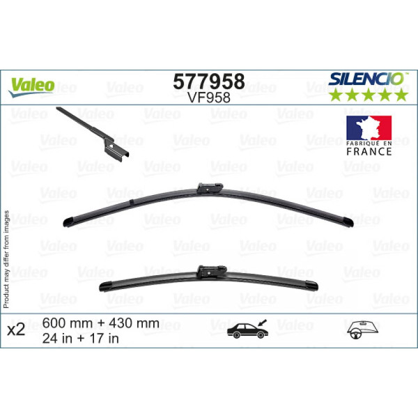 Puhastite komplekt Valeo Silencio VF958, 600/430 mm
