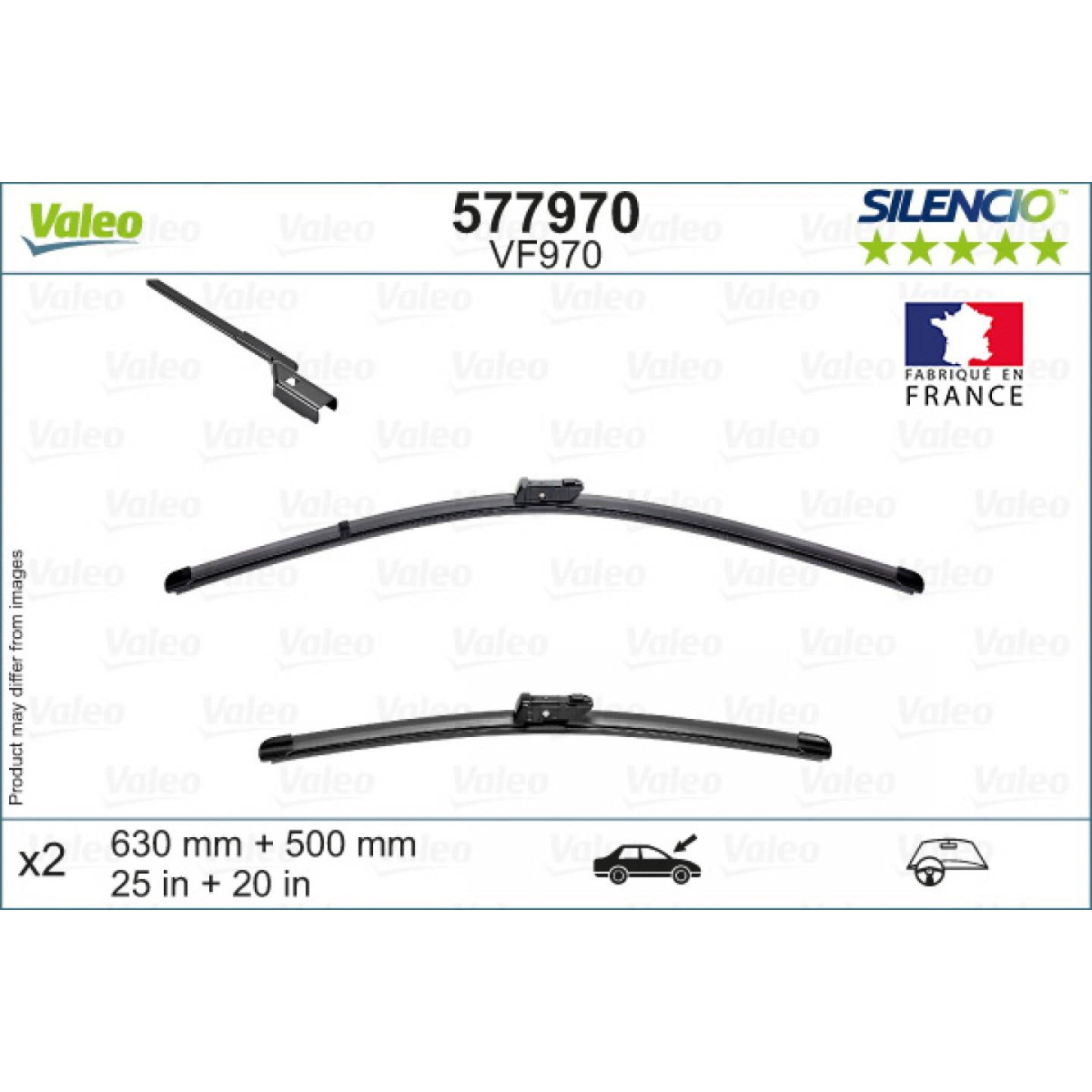 Puhastite komplekt Valeo Silencio VF970, 630/500 mm Puhastite komplekt Valeo Silencio VF970, 630/500 mm