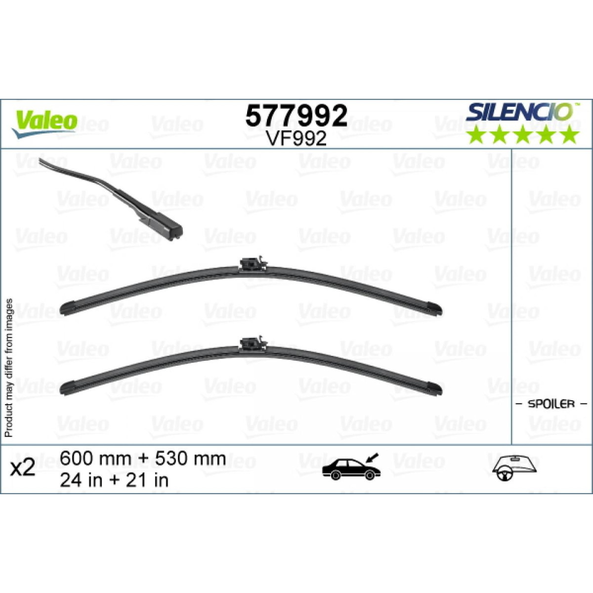Puhastite komplekt Valeo Silencio VF992, 650/530 mm Puhastite komplekt Valeo Silencio VF992, 650/530 mm