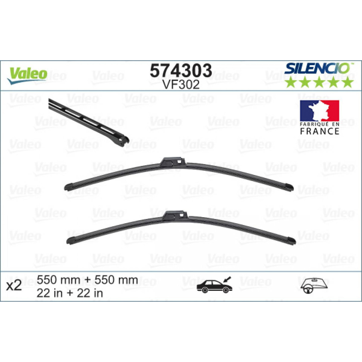 Puhastite komplekt Valeo Silencio X.TRM OE VF302, 550/550 mm Puhastite komplekt Valeo Silencio X.TRM OE VF302, 550/550 mm